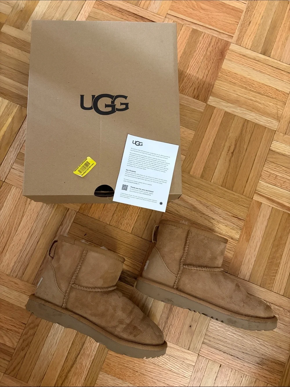 UGG Kids Size 2 Chestnut Suede Shearling Slip-On Boots - Hardly Worn!